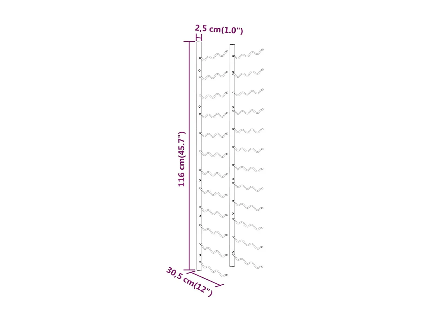 Casier à vin mural pour 36 bouteilles Doré Fer
