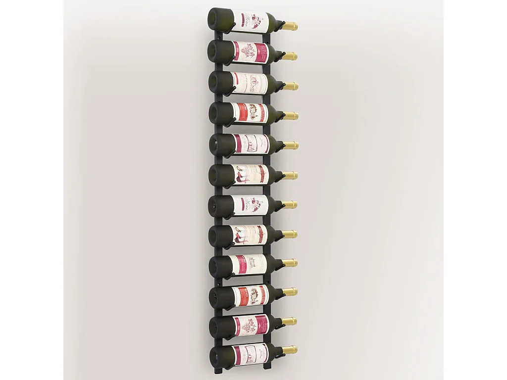Casier à bouteilles mural pour 12 bouteilles Noir Fer