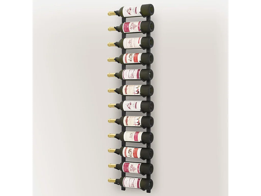 Casier à bouteilles mural pour 12 bouteilles Noir Fer