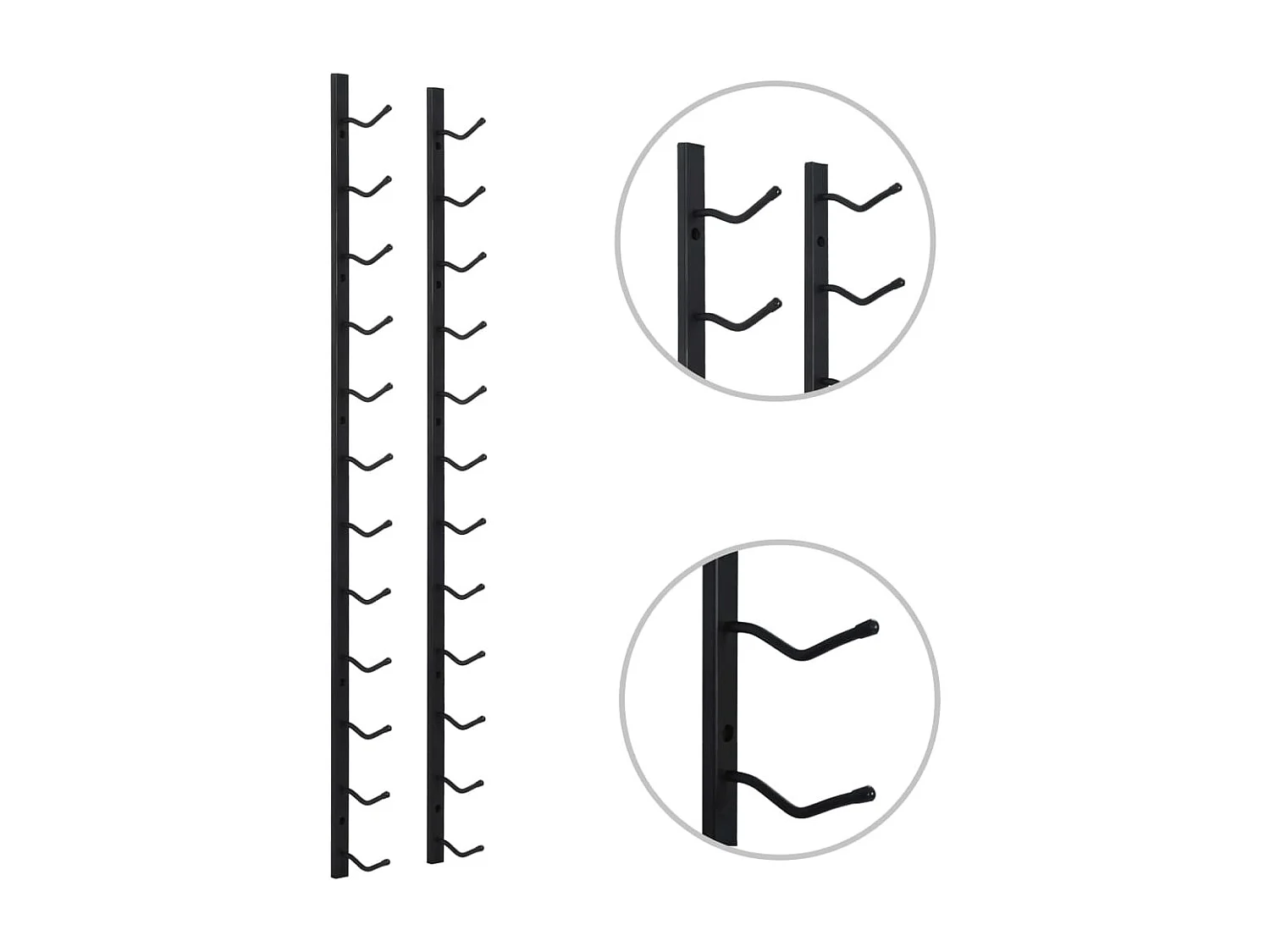 Casier à bouteilles mural pour 12 bouteilles Noir Fer