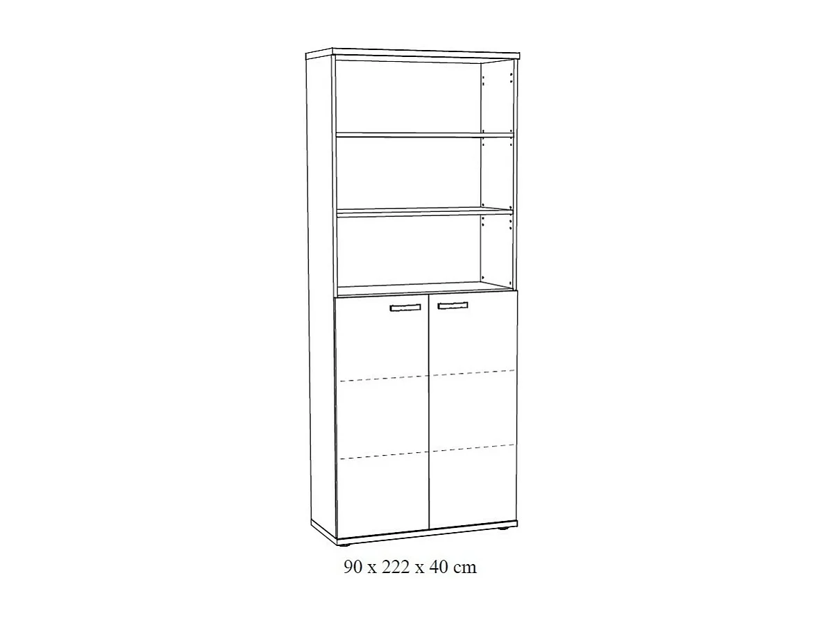 Biblioteca de Escritório robusta - Móvel com 2 Portas e Prateleiras em Carvalho Bruto e Preto | Coleção YUKON