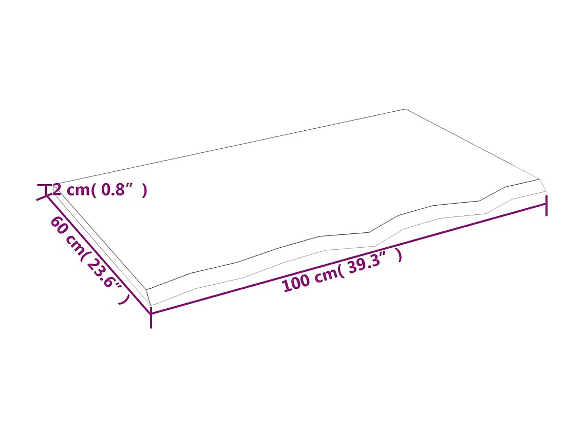 Étagère murale gris foncé 100x60x2 bois chêne massif traité