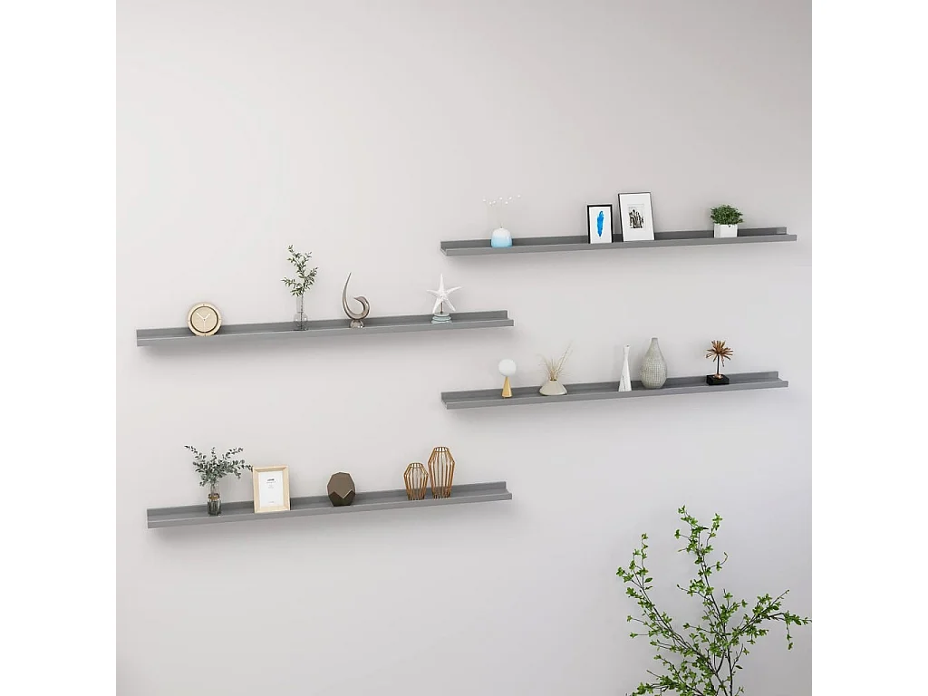 Étagères murales 4 pcs Gris 115x9x3