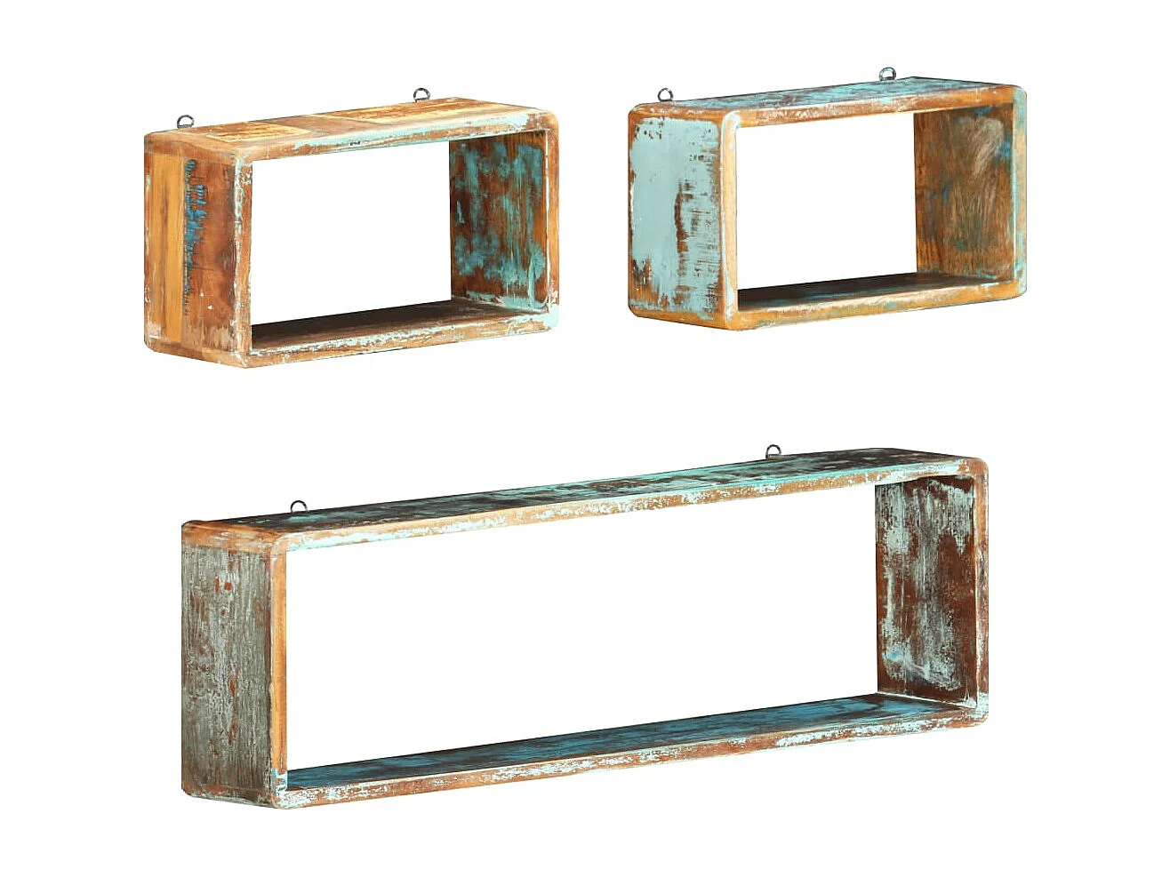 Ensemble d'étagère cube 3 pcs Bois solide de récupération