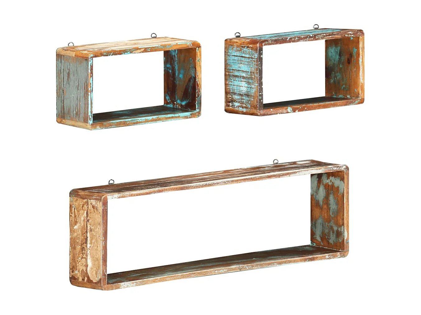 Ensemble d'étagère cube 3 pcs Bois solide de récupération