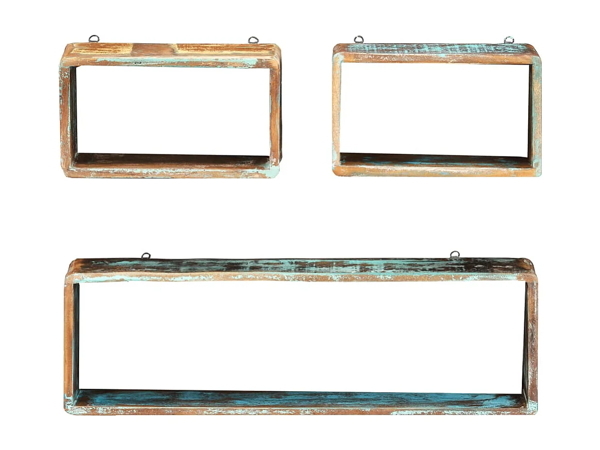 Ensemble d'étagère cube 3 pcs Bois solide de récupération