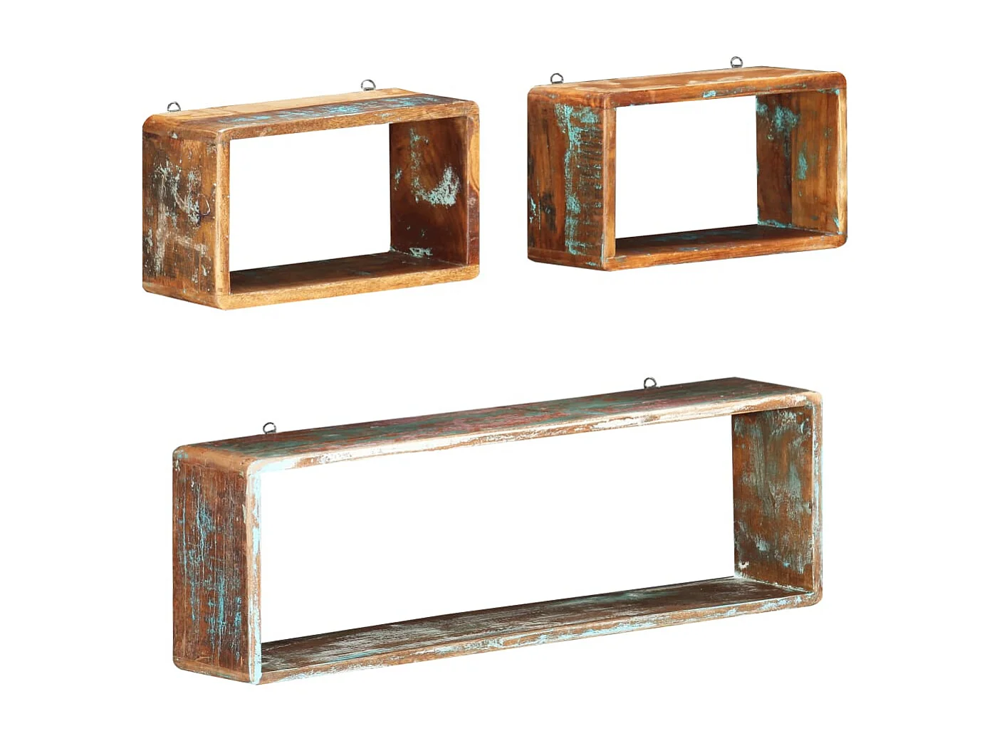 Ensemble d'étagère cube 3 pcs Bois solide de récupération