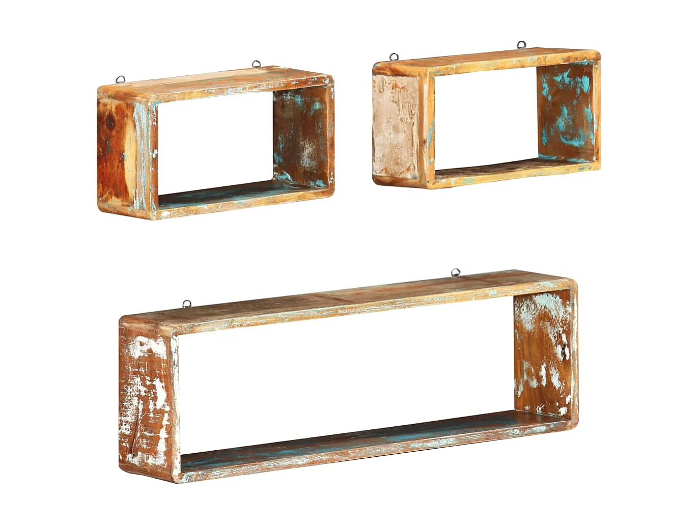 Ensemble d'étagère cube 3 pcs Bois solide de récupération