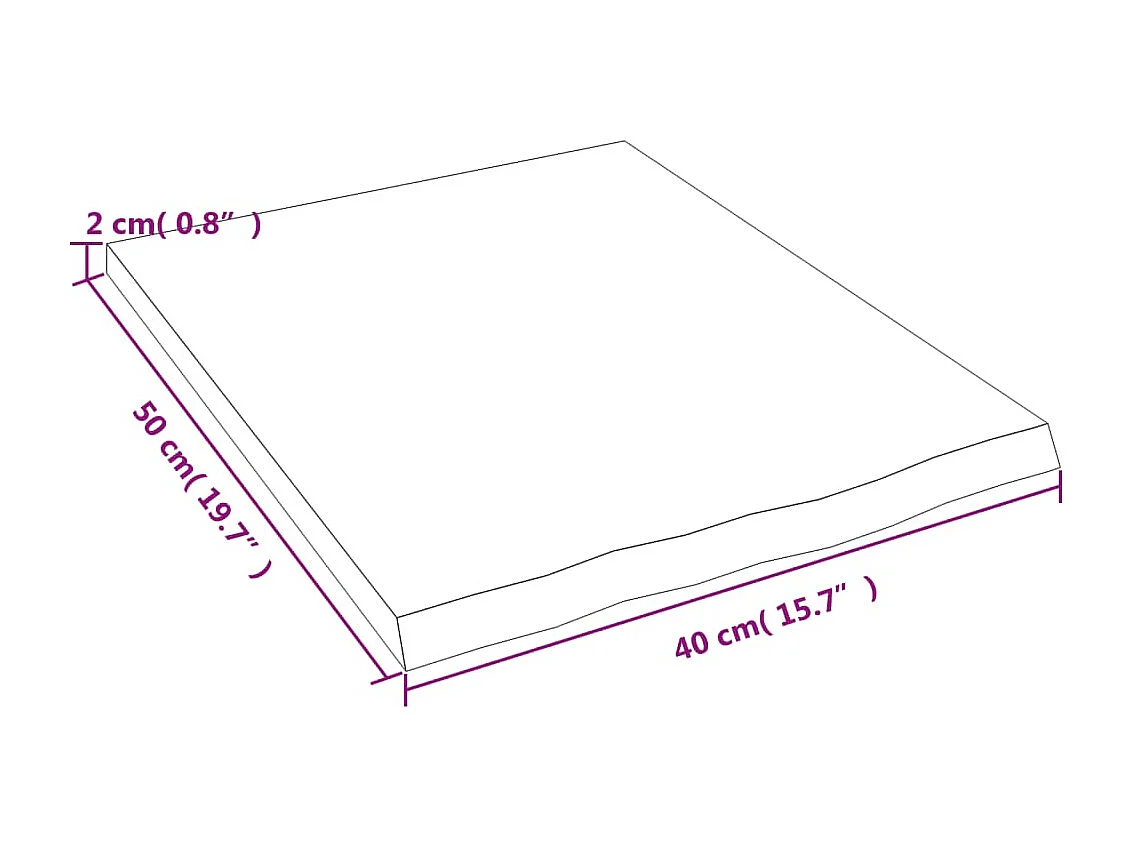Étagère murale gris foncé 40x50x2 bois chêne massif traité