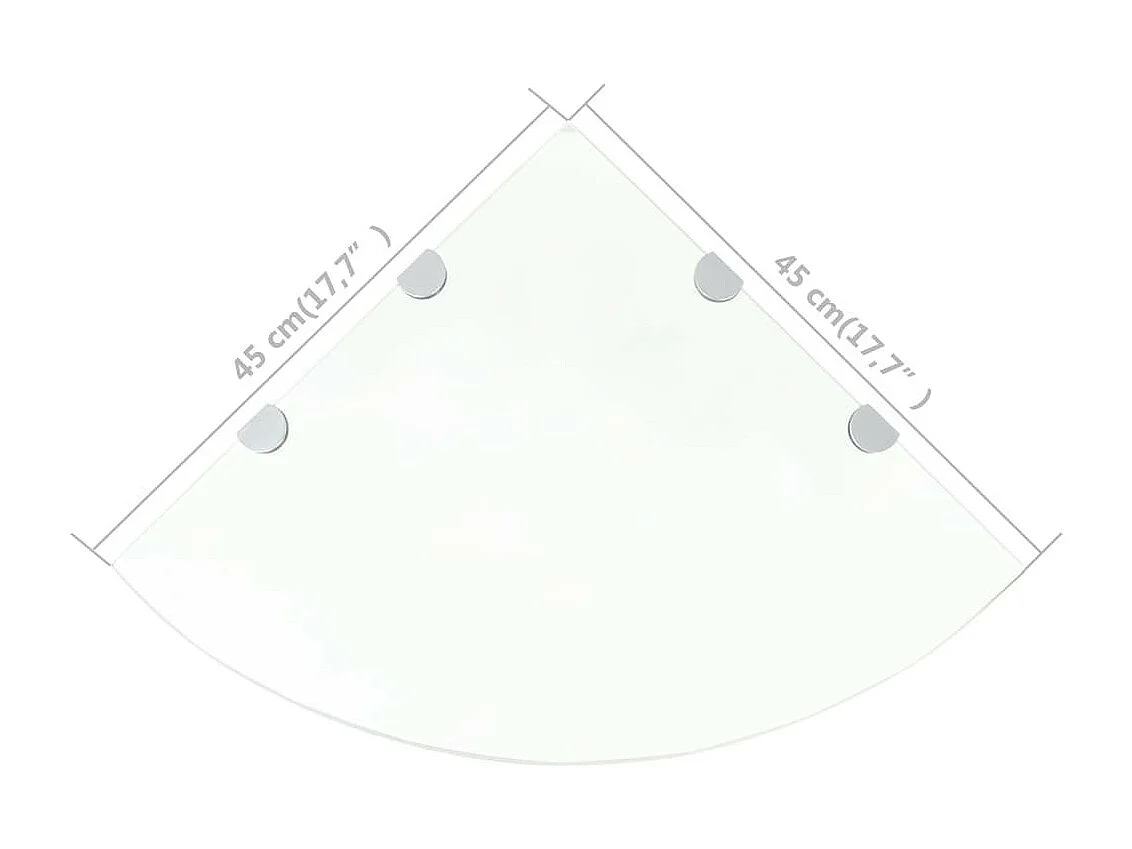 Étagère de coin et supports chromés Verre transparent 45x45