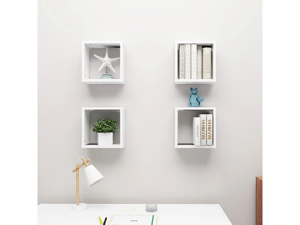 Étagères cube murales 4 pcs Blanc 30x15x30