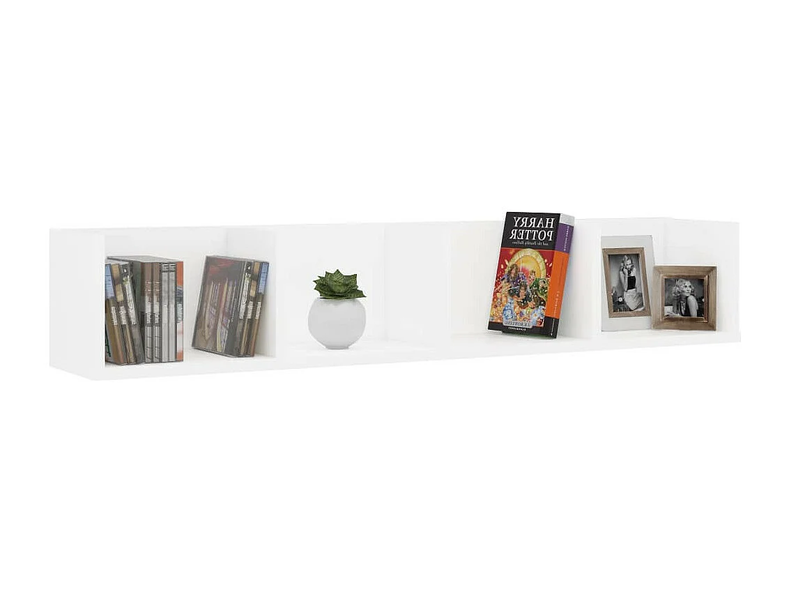 Étagère murale à CD Blanc 100x18x18