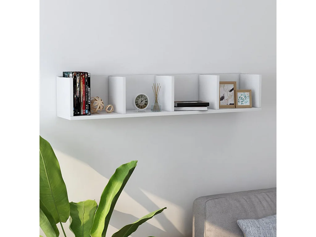 Étagère murale à CD Blanc 100x18x18