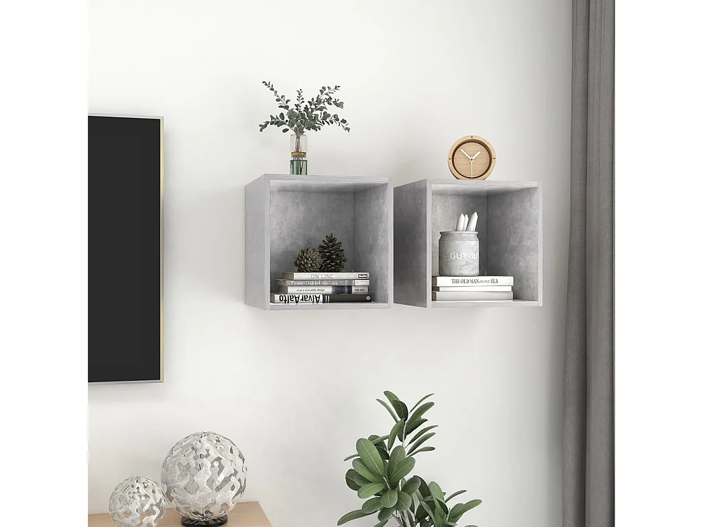 Armoires murales 2 pcs Gris béton 37x37x37