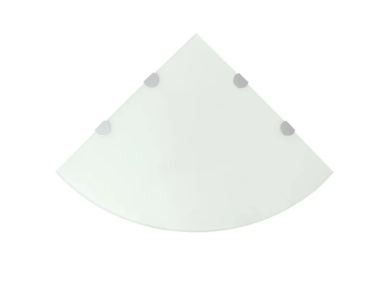 Étagères d'angle 2 pcs et supports chromés Verre Blanc 45x45