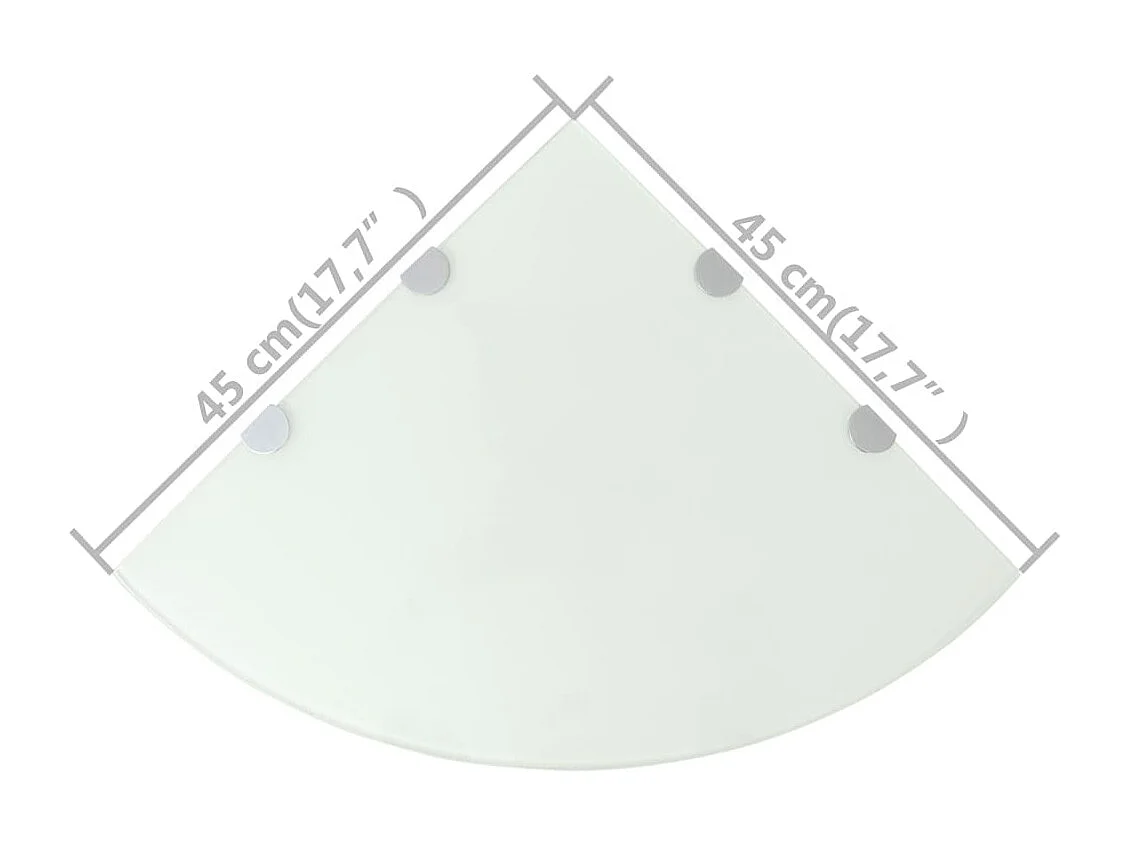 Étagères d'angle 2 pcs et supports chromés Verre Blanc 45x45