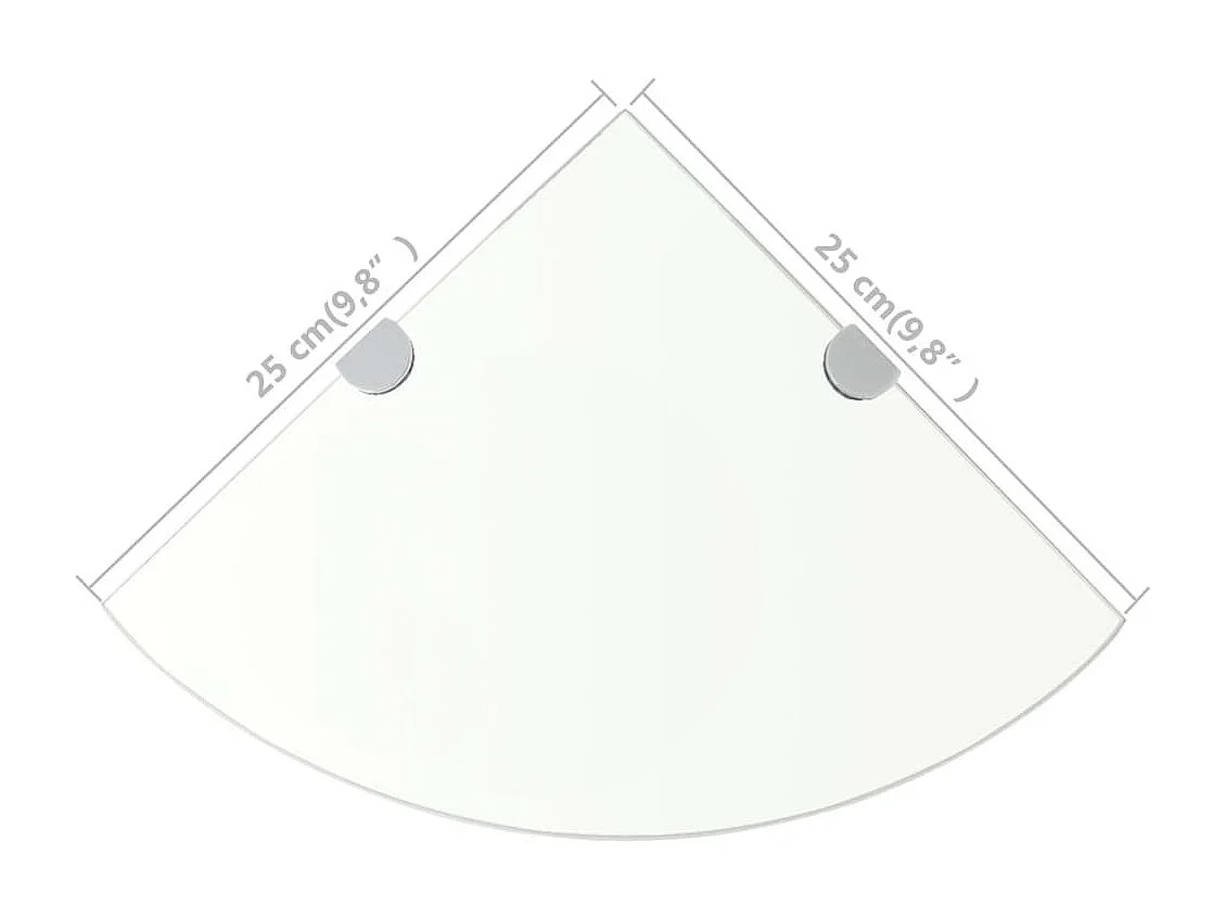 Étagère de coin + supports chromés Verre Transparent 25x25