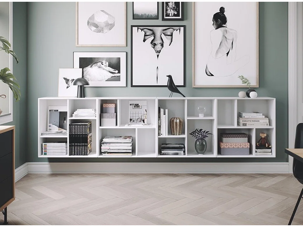 Étagère murale bois laqué blanc mat Pecas