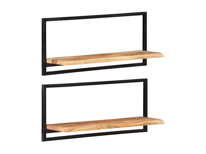 Étagères murales 2 pcs 80x25x35 Bois d'acacia et acier