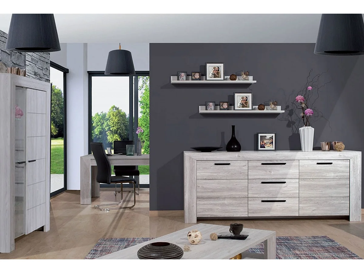 Étagère murale bois de chêne gris Maeva - Lot de 2