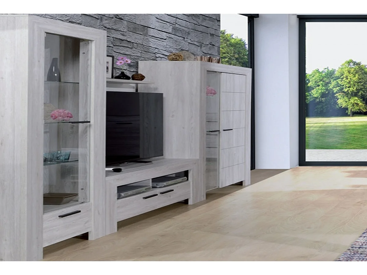 Étagère murale bois de chêne gris Maeva - Lot de 2