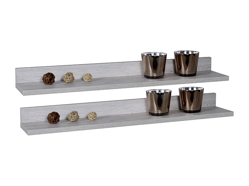 Étagère murale bois de chêne gris Maeva - Lot de 2