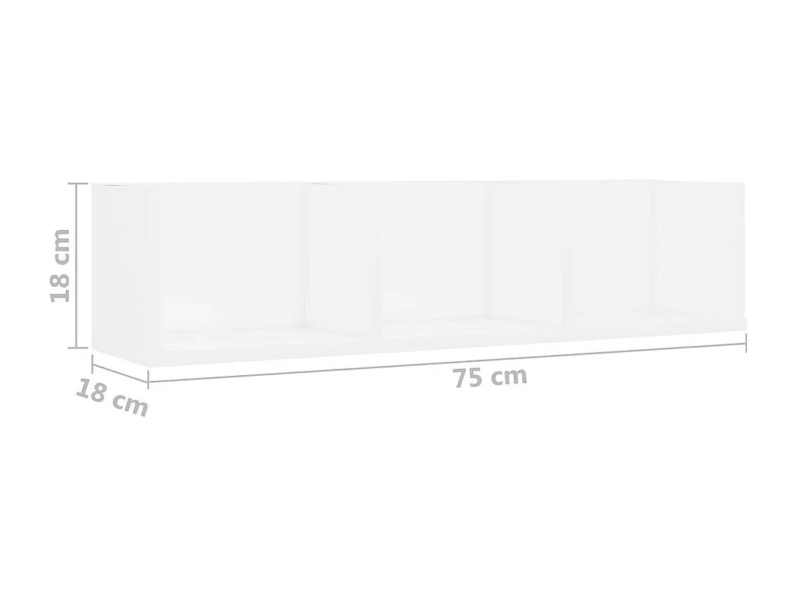 Étagère murale à CD Blanc 75x18x18