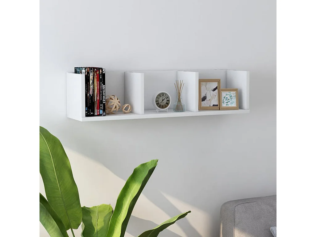 Étagère murale à CD Blanc 75x18x18