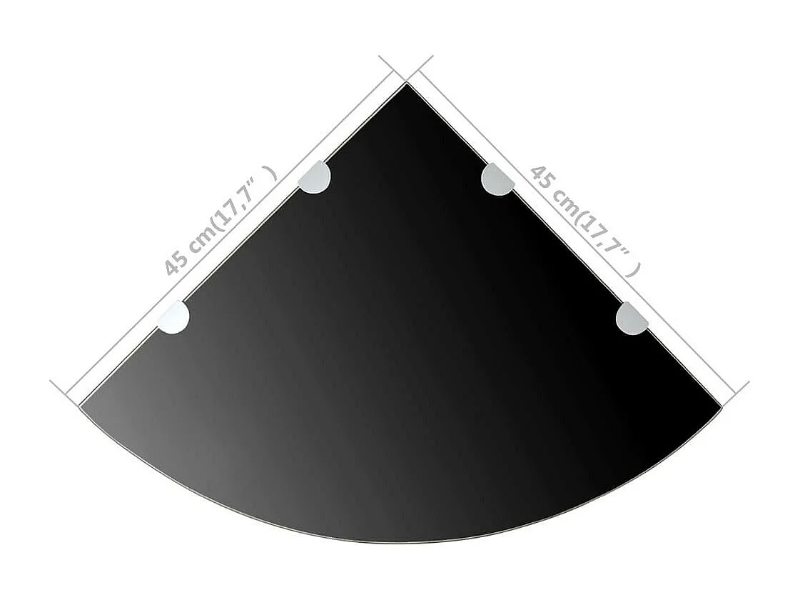Étagère de coin avec supports chromés Verre Noir 45x45