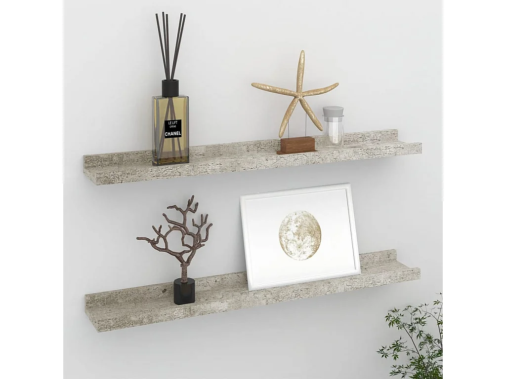 Étagères murales 2 pcs Gris béton 60x9x3
