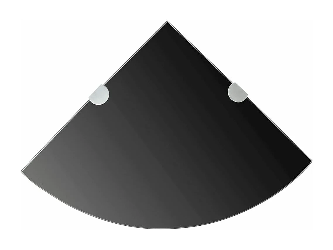 Étagères d'angle 2 pcs et supports chromés Verre Noir 35x35