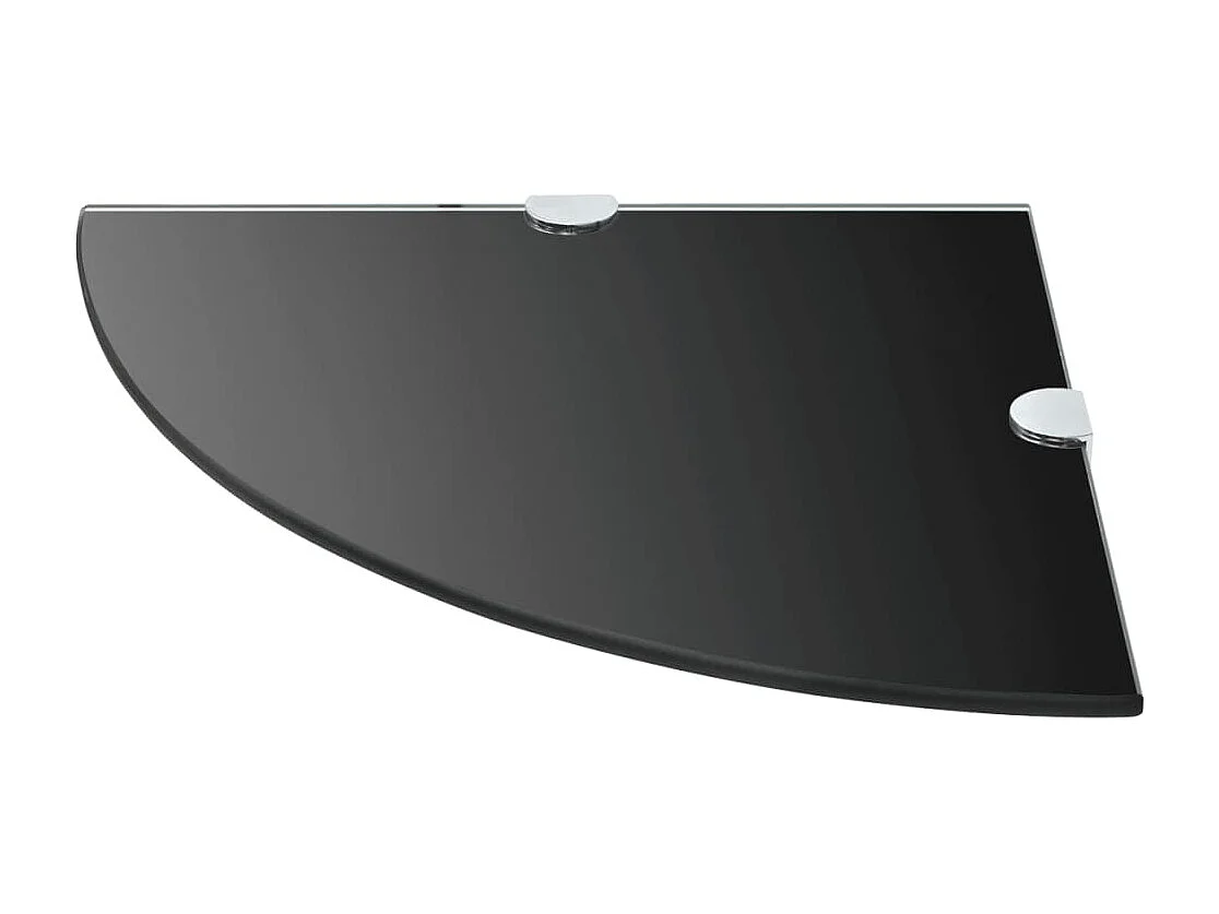 Étagères d'angle 2 pcs et supports chromés Verre Noir 35x35