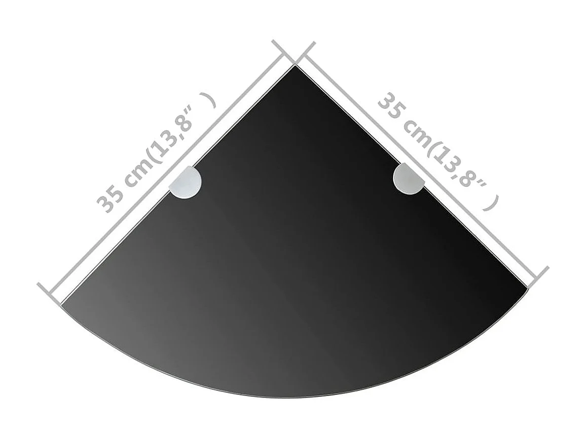 Étagères d'angle 2 pcs et supports chromés Verre Noir 35x35