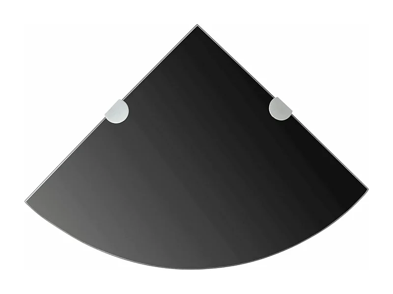 Étagères d'angle 2 pcs et supports chromés Verre Noir 35x35