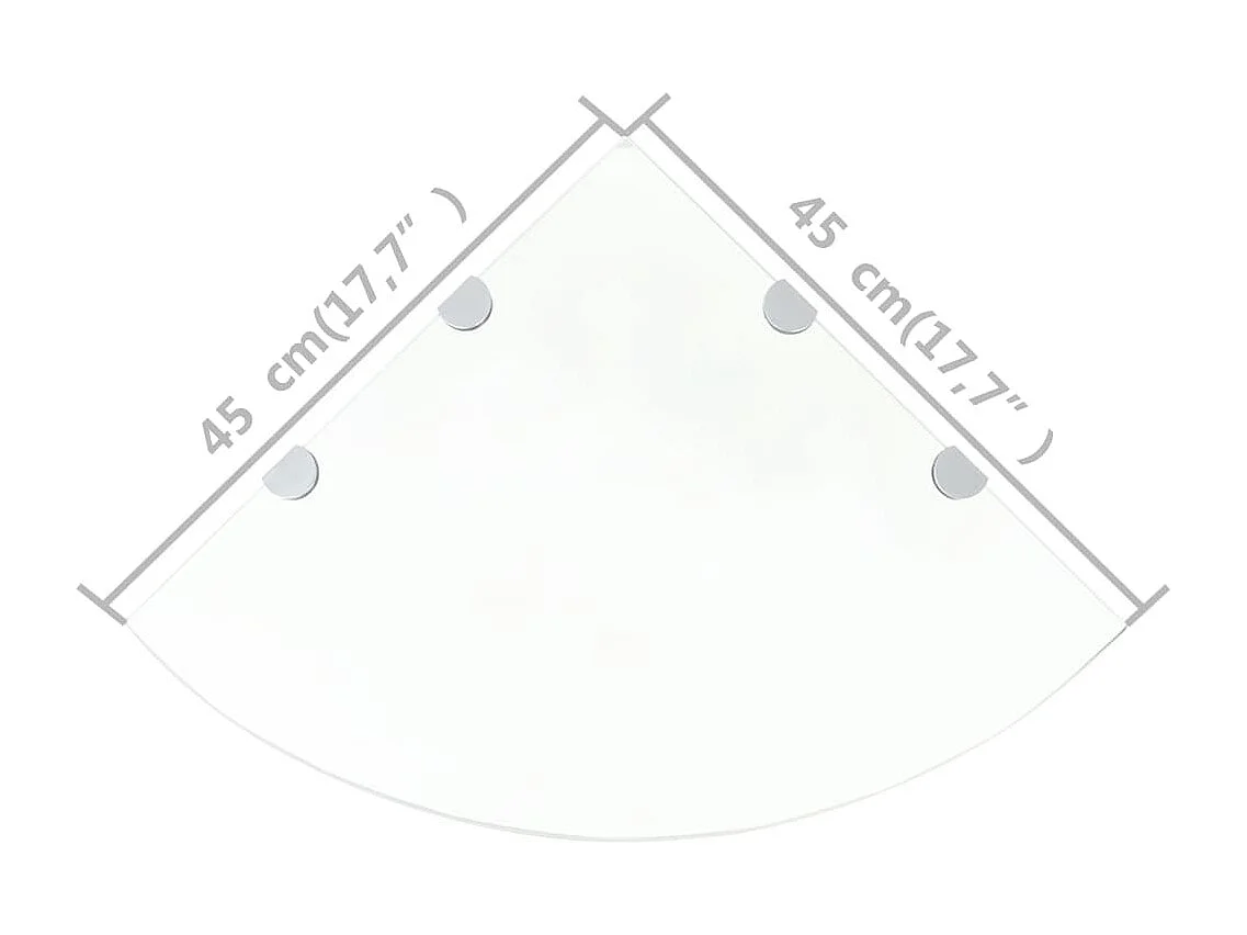 Étagères d'angle 2 pcs et supports Verre Transparent 45x45