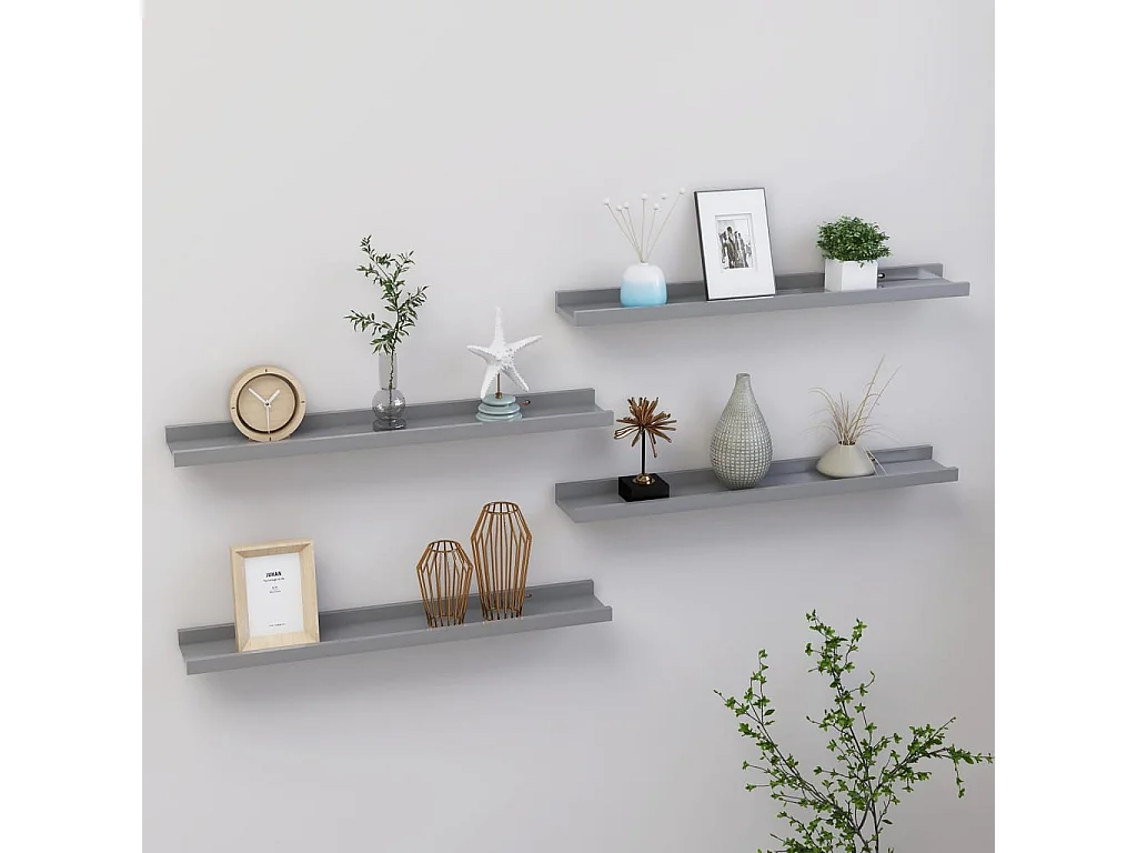 Étagères murales 4 pcs Gris 60x9x3