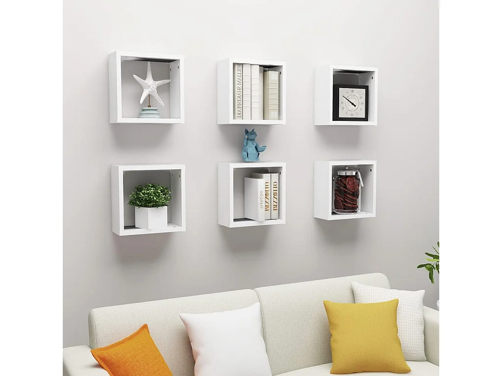 Étagères cube murales 6 pcs Blanc 30x15x30