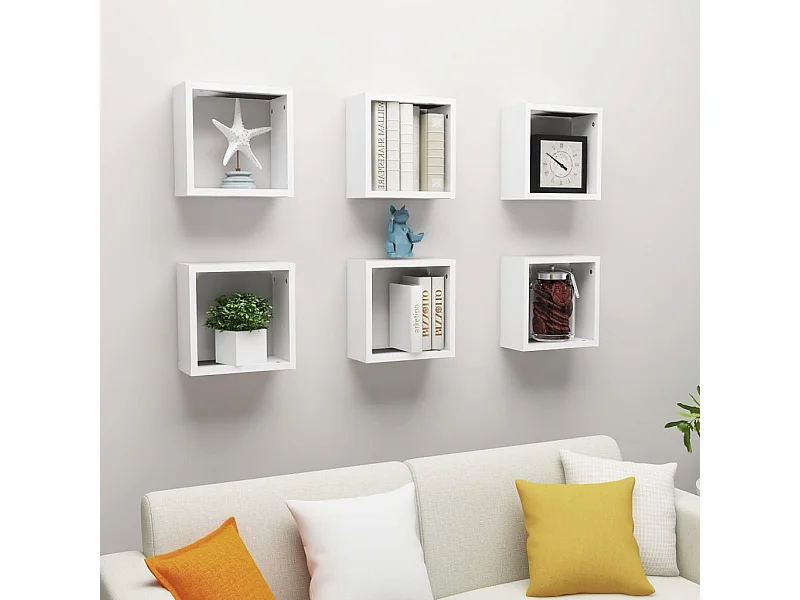 Étagères cube murales 6 pcs Blanc 30x15x30