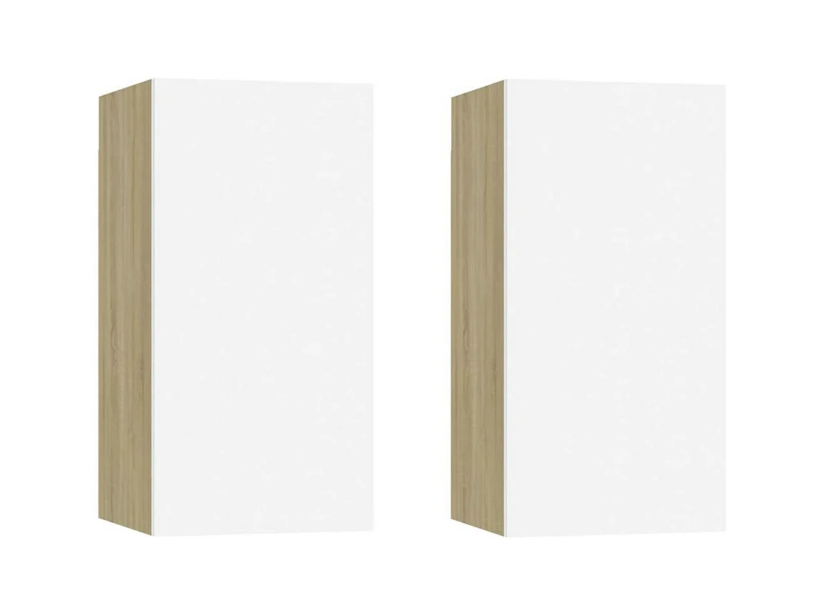 Tv-meubelen 2 st 30,5x30x60 cm bewerkt hout wit en sonoma eiken