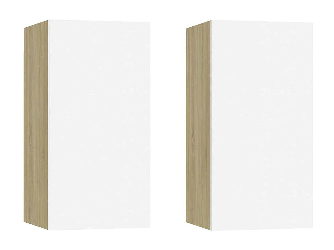 Tv-meubelen 2 st 30,5x30x60 cm bewerkt hout wit en sonoma eiken