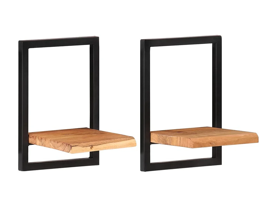 Étagères murales 2 pcs 25x25x35 Bois d'acacia et acier
