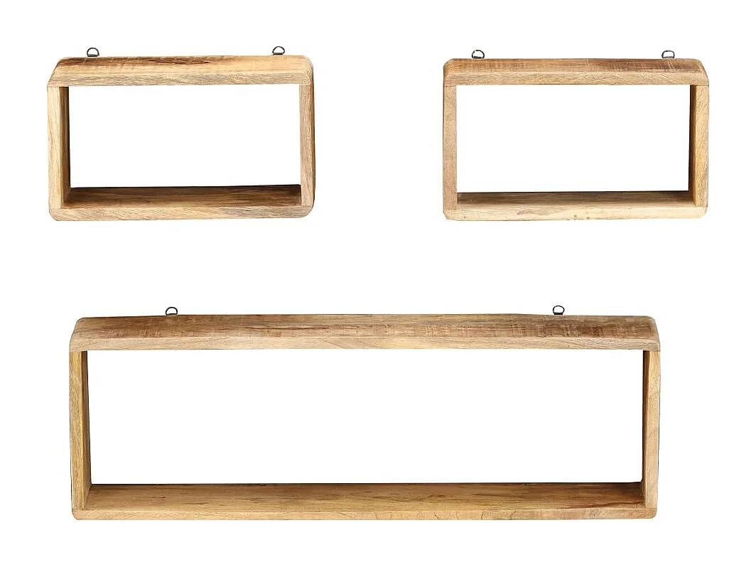 Ensemble d'étagère cube 3 pcs Bois solide de manguier