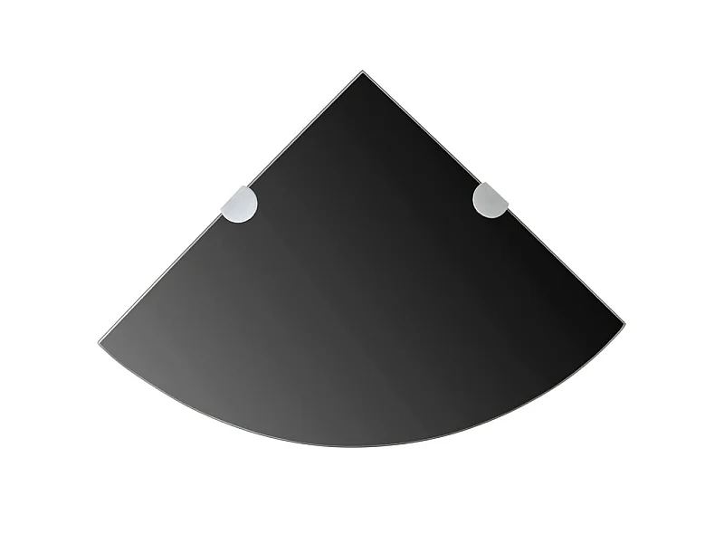 Étagère de coin avec supports chromés Verre Noir 25x25