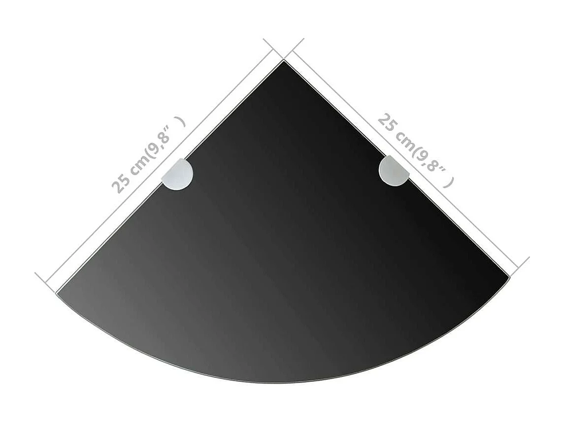 Étagère de coin avec supports chromés Verre Noir 25x25