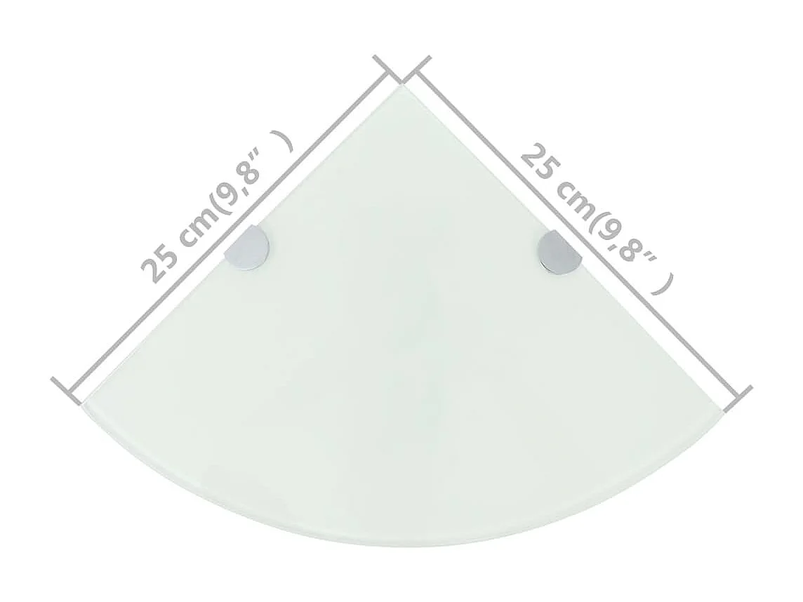 Étagères d'angle 2 pcs et supports chromés Verre Blanc 25x25