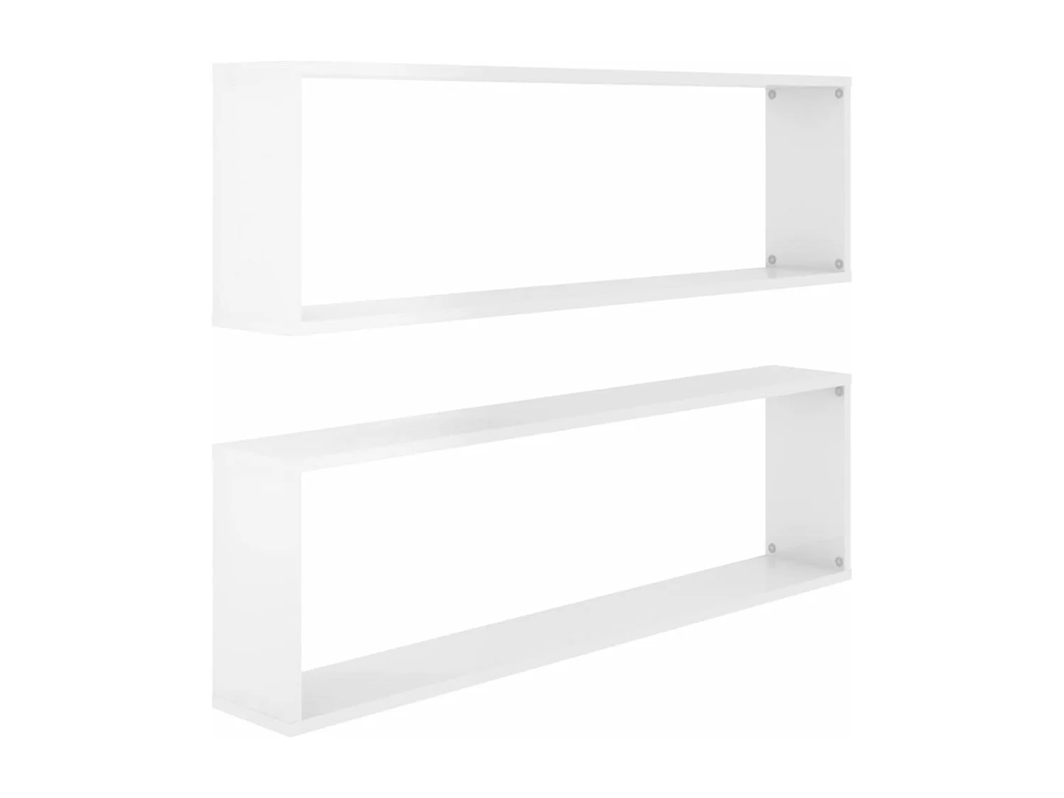 Wandschappen kubus 2 st 100x15x30 cm bewerkt hout hoogglans wit