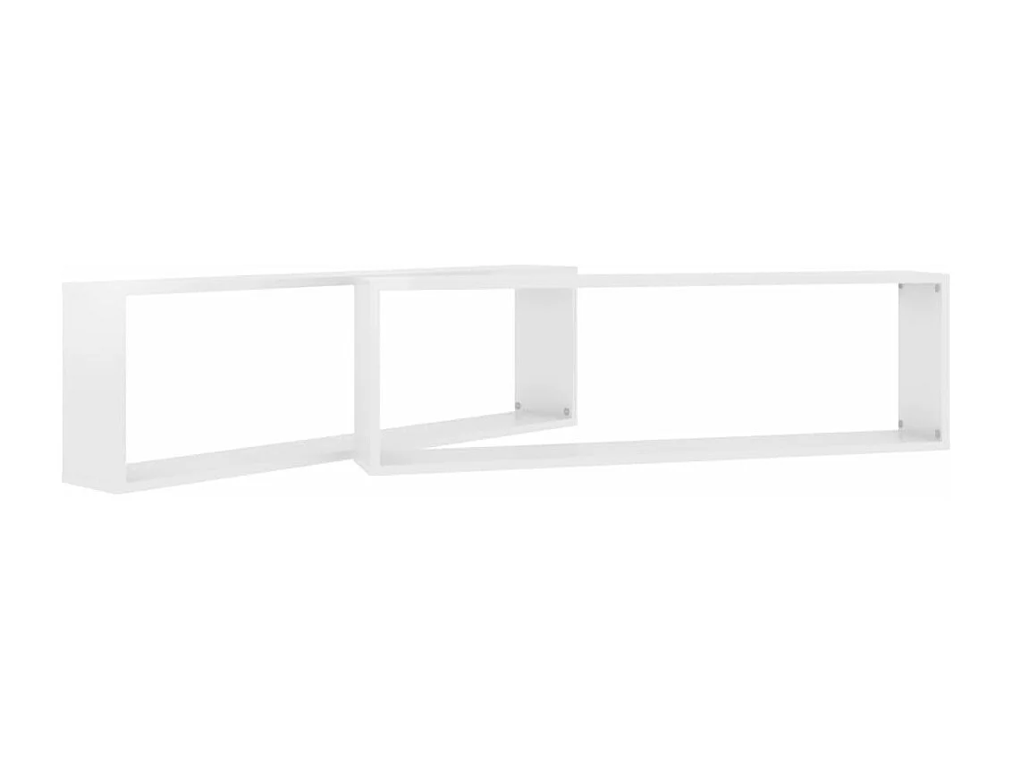 Wandschappen kubus 2 st 100x15x30 cm bewerkt hout hoogglans wit