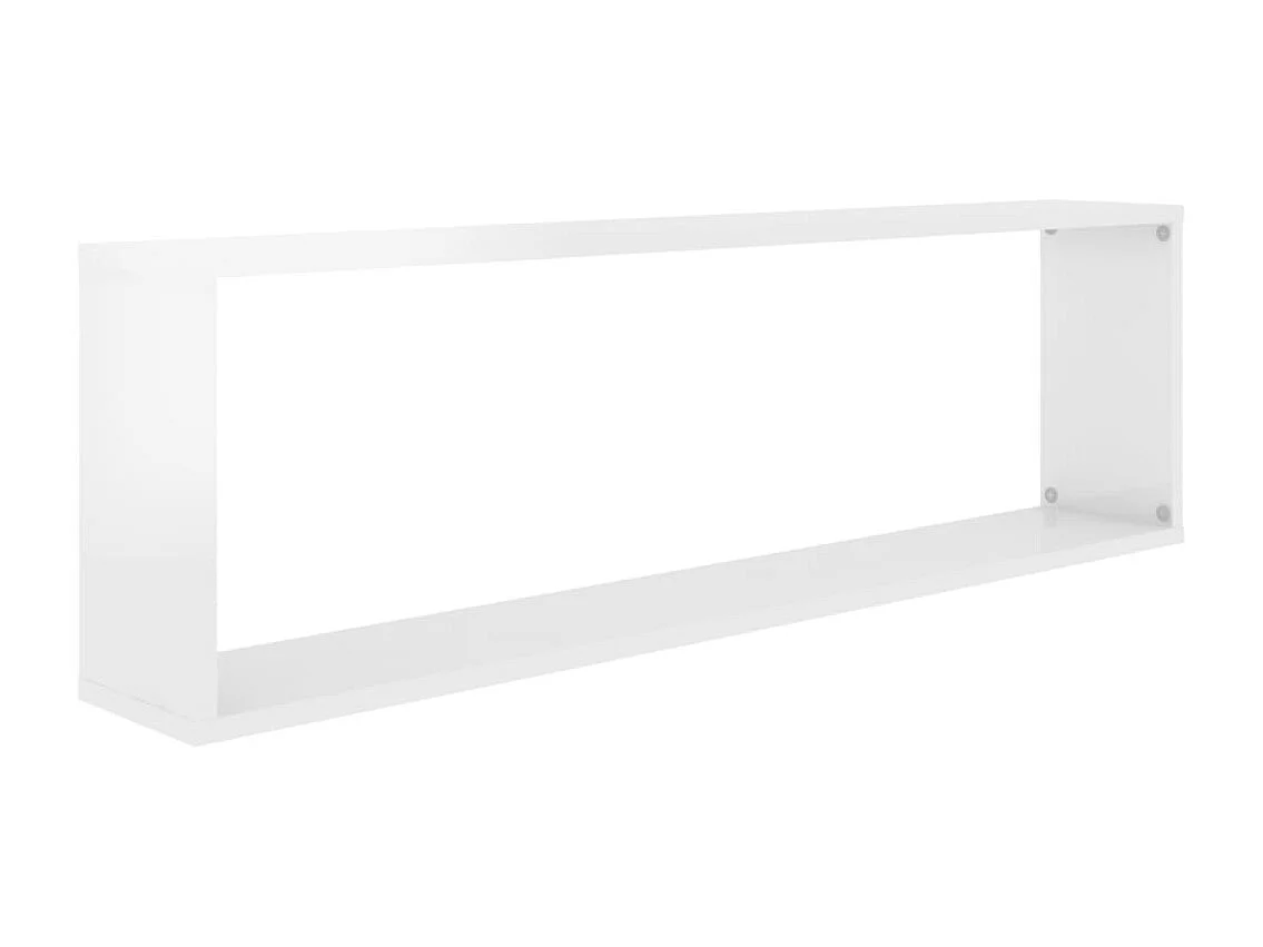 Wandschappen kubus 2 st 100x15x30 cm bewerkt hout hoogglans wit