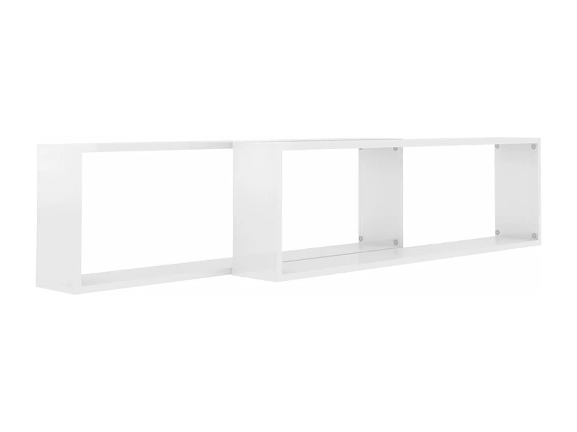 Étagères cube murales 2pcs Blanc brillant 100x15x30