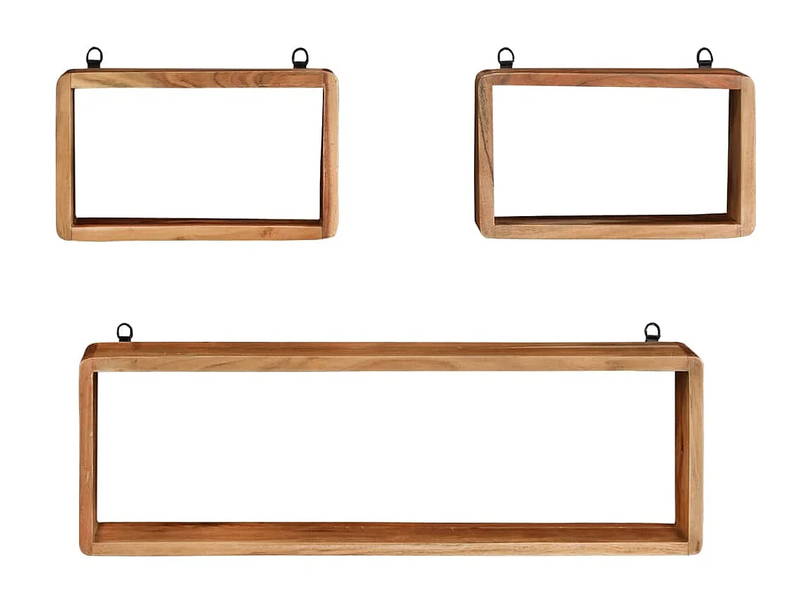 Ensemble d'étagères murales cube 3 pcs Bois d'acacia solide